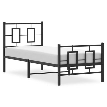 sengeramme med sengegavl og fodgærde 75x190 cm metal sort