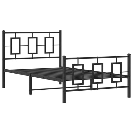 sengeramme med sengegavl og fodgærde 100x200 cm metal sort