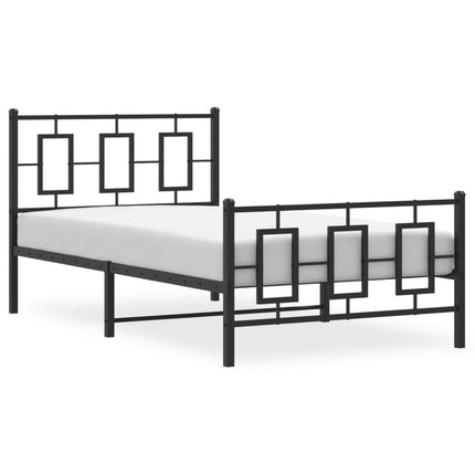 sengeramme med sengegavl og fodgærde 100x200 cm metal sort
