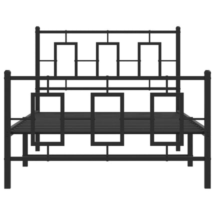 sengeramme med sengegavl og fodgærde 100x200 cm metal sort