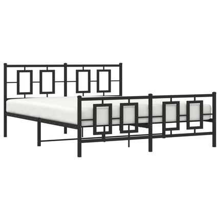 sengeramme med sengegavl og fodgærde 150x200 cm metal sort