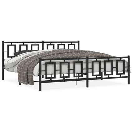 sengeramme med sengegavl og fodgærde 193x203 cm metal sort