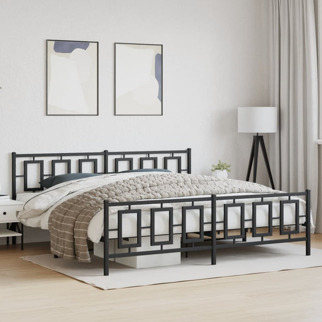 sengeramme med sengegavl og fodgærde 193x203 cm metal sort