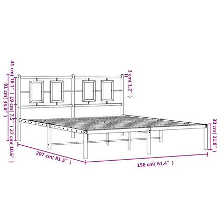 sengeramme med sengegavl 150x200 cm metal hvid