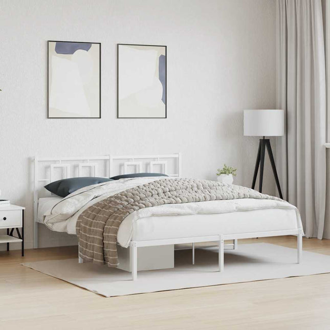 sengeramme med sengegavl 150x200 cm metal hvid