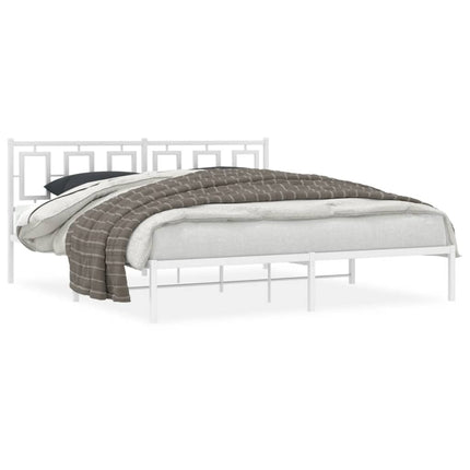 sengeramme med sengegavl 183x213 cm metal hvid