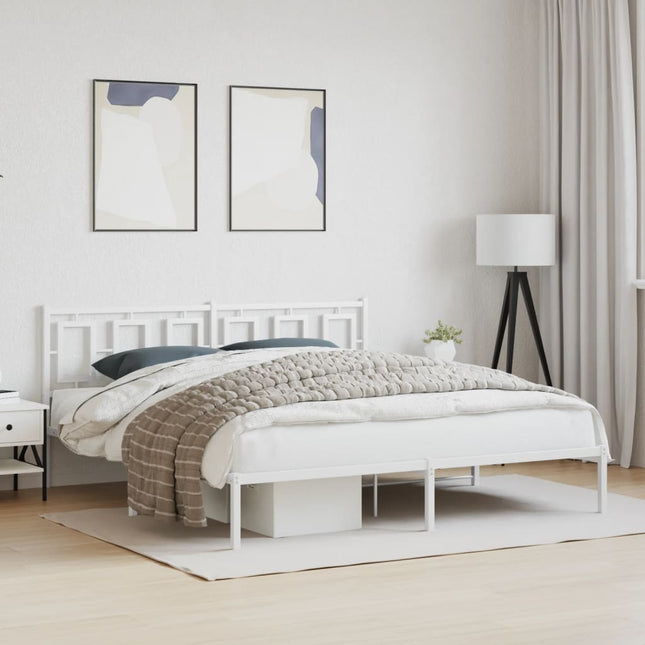 sengeramme med sengegavl 183x213 cm metal hvid