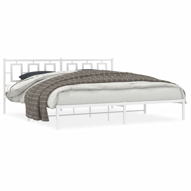 sengeramme med sengegavl 193x203 cm metal hvid