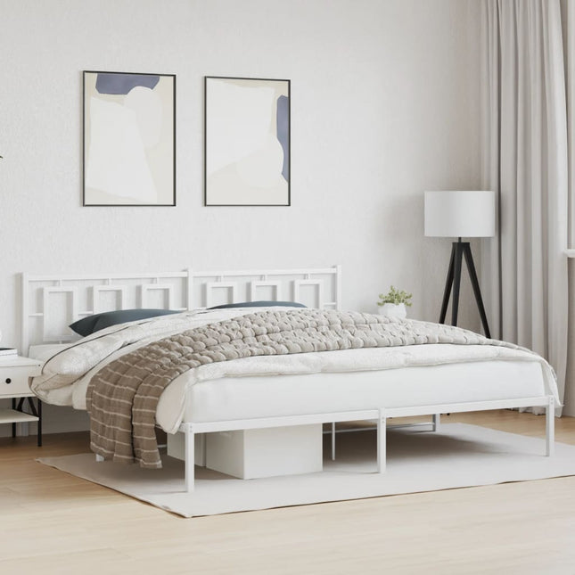 sengeramme med sengegavl 193x203 cm metal hvid