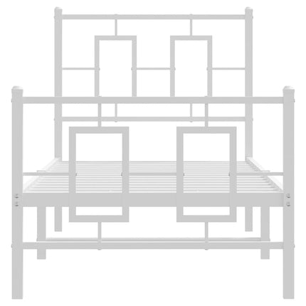 sengeramme med sengegavl og fodgærde 80x200 cm metal hvid