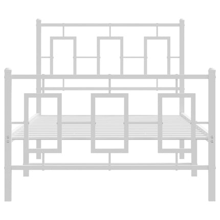 sengeramme med sengegavl og fodgærde 90x200 cm metal hvid