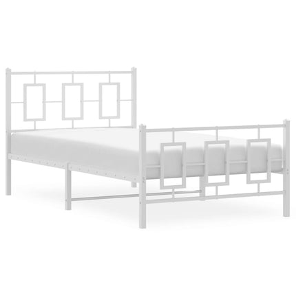 sengeramme med sengegavl og fodgærde 100x200 cm metal hvid