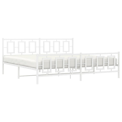 sengeramme med sengegavl og fodgærde 193x203 cm metal hvid