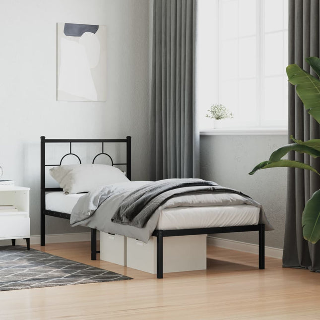 sengeramme med sengegavl 80x200 cm metal sort