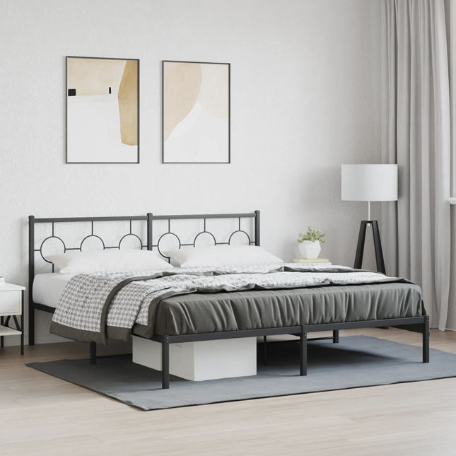 sengeramme med sengegavl 180x200 cm metal sort