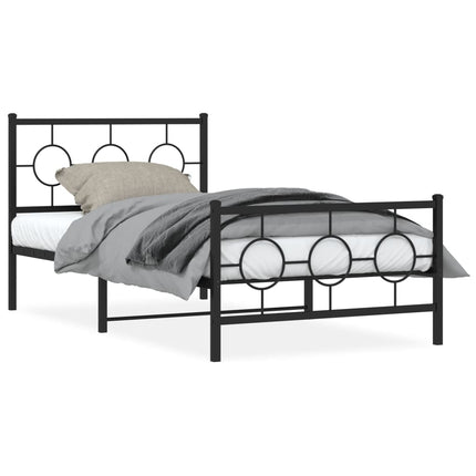 sengeramme med sengegavl og fodgærde 100x190 cm metal sort