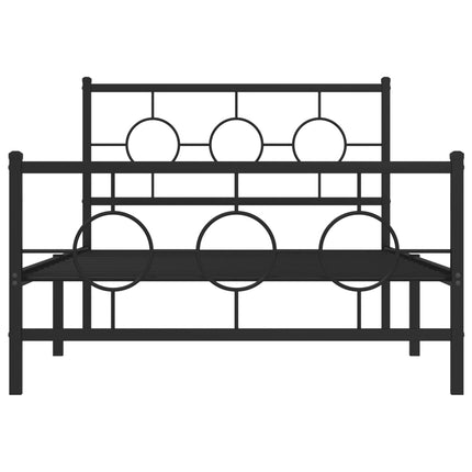 sengeramme med sengegavl og fodgærde 107x203 cm metal sort
