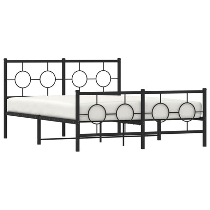 sengeramme med sengegavl og fodgærde 135x190 cm metal sort