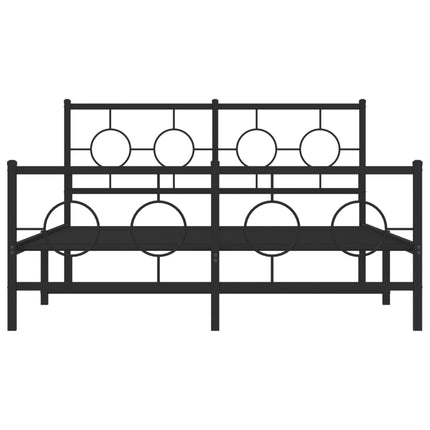 sengeramme med sengegavl og fodgærde 140x190 cm metal sort