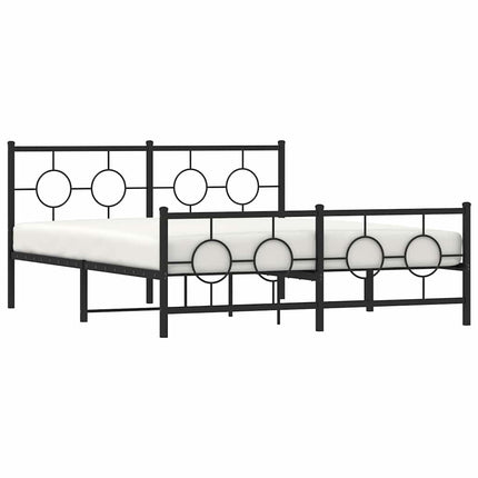 sengeramme med sengegavl og fodgærde 150x200 cm metal sort