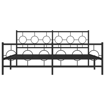 sengeramme med sengegavl og fodgærde 183x213 cm metal sort
