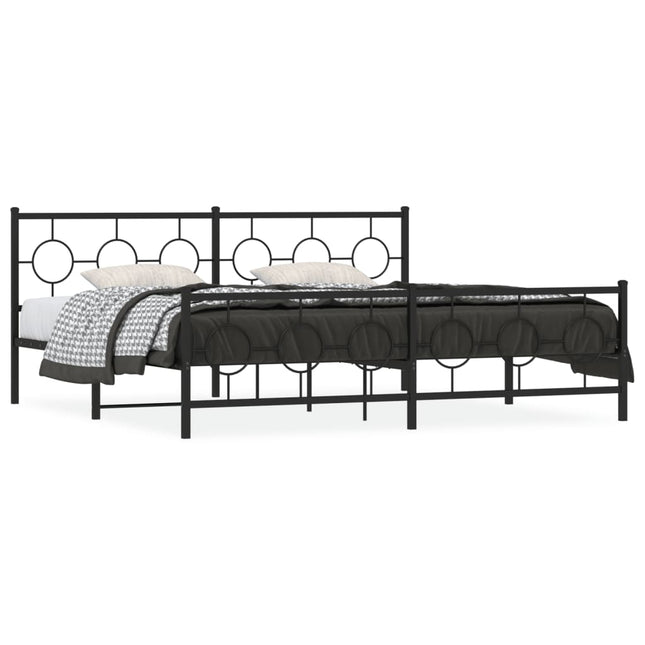 sengeramme med sengegavl og fodgærde 193x203 cm metal sort