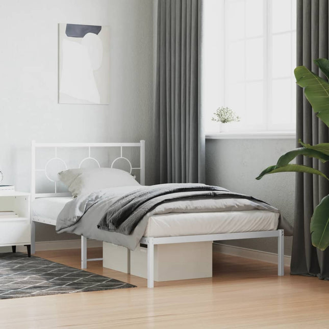sengeramme med sengegavl 100x190 cm metal hvid