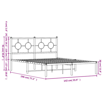 sengeramme med sengegavl 135x190 cm metal hvid