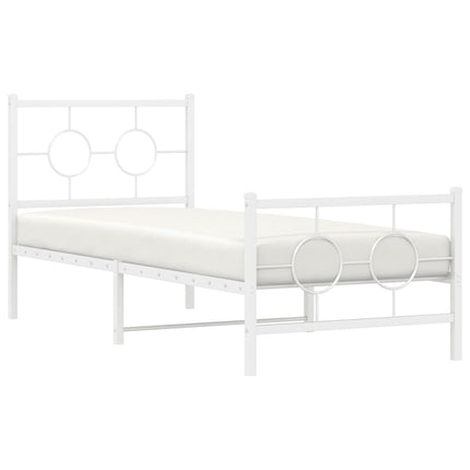 sengeramme med sengegavl og fodgærde 80x200 cm metal hvid