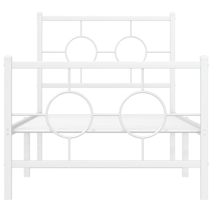 sengeramme med sengegavl og fodgærde 80x200 cm metal hvid