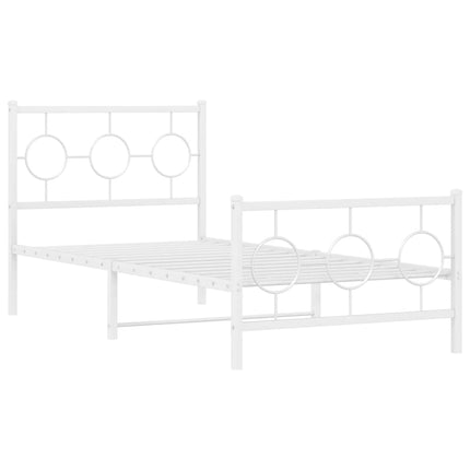 sengeramme med sengegavl og fodgærde 90x190 cm metal hvid