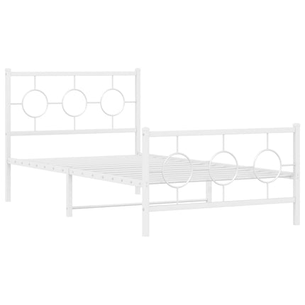 sengeramme med sengegavl og fodgærde 100x200 cm metal hvid