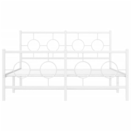 sengeramme med sengegavl og fodgærde 135x190 cm metal hvid