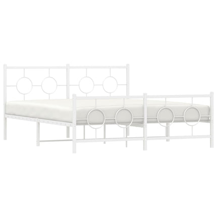 sengeramme med sengegavl og fodgærde 150x200 cm metal hvid
