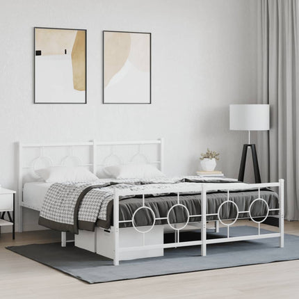 sengeramme med sengegavl og fodgærde 150x200 cm metal hvid