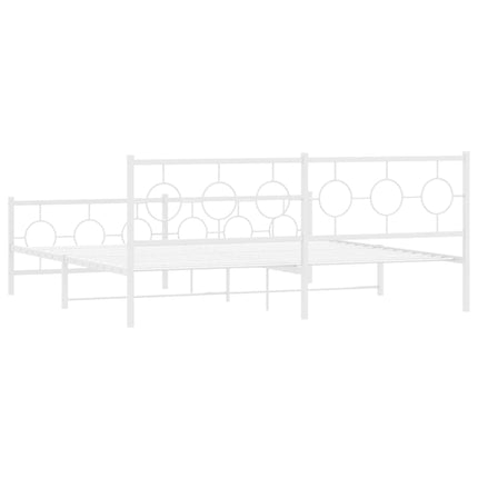 sengeramme med sengegavl og fodgærde 200x200 cm metal hvid