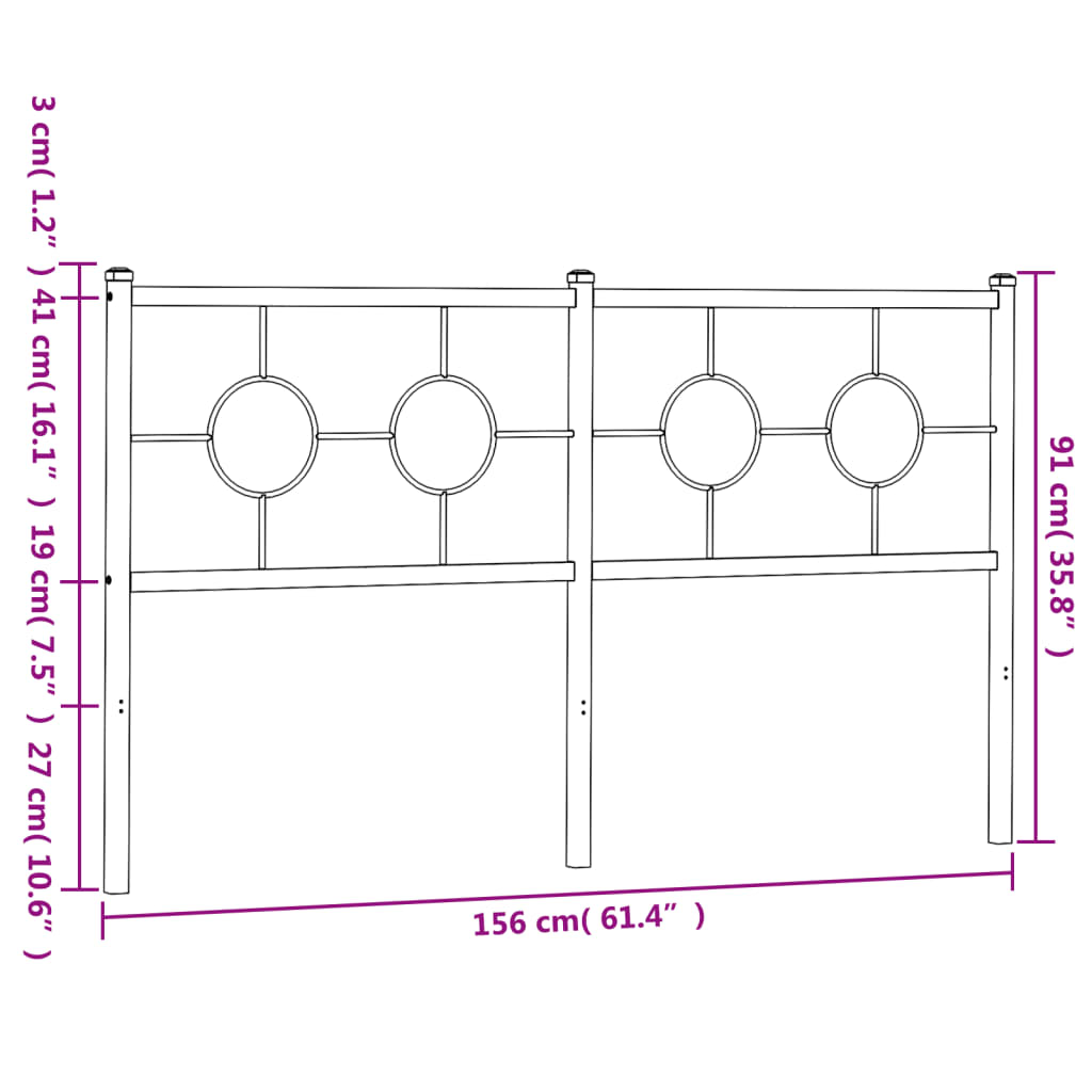 udskiftningsgavl 150 cm metal hvid