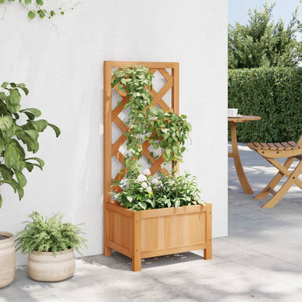 plantekasse med espalier brun 40x30x90 cm massivt grantræ