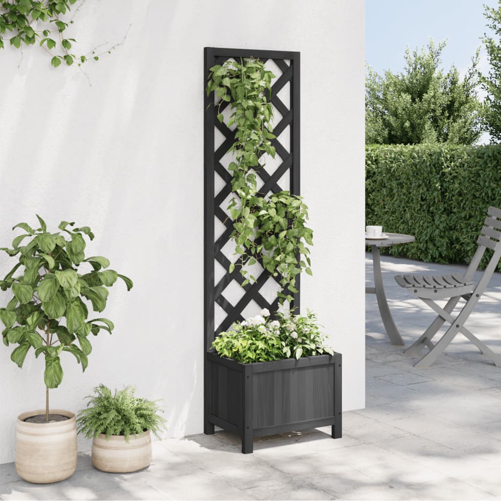 plantekasse med espalier massivt grantræ sort