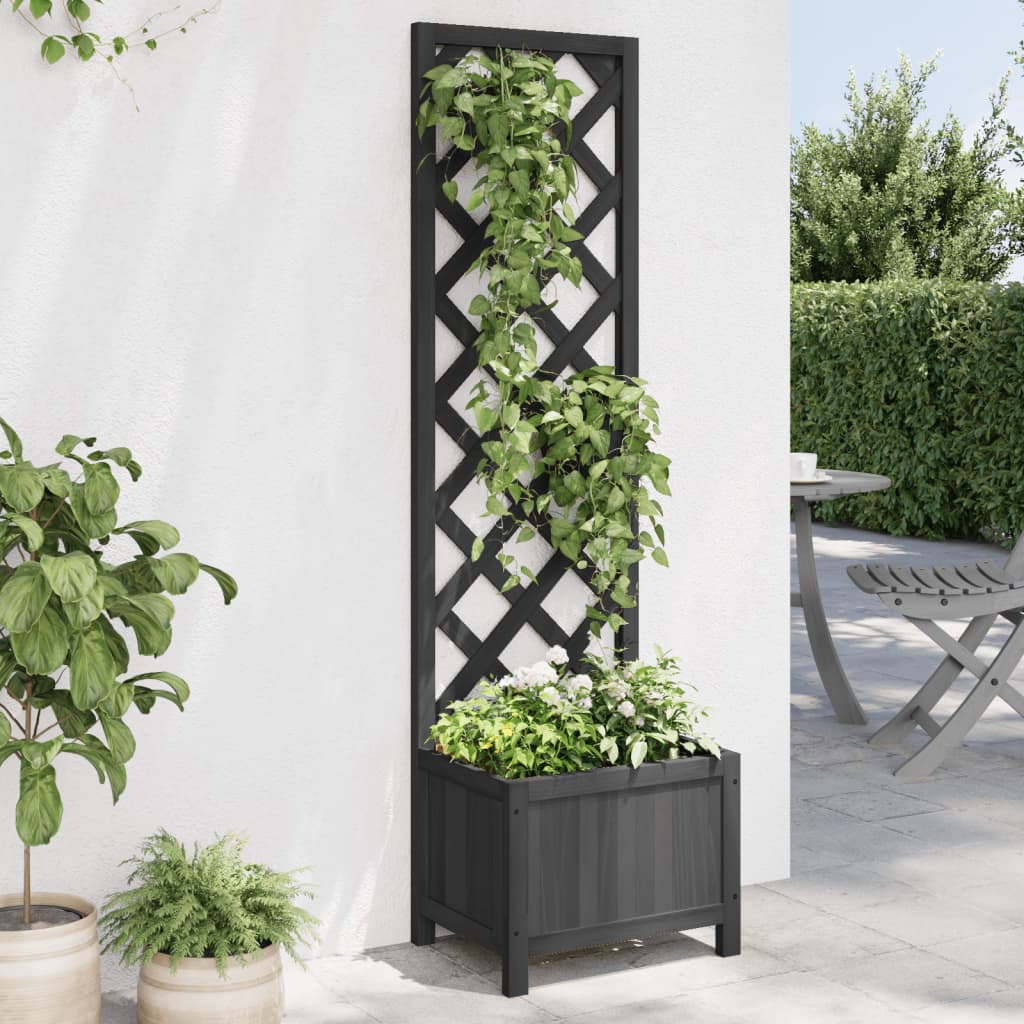 plantekasse med espalier massivt grantræ sort