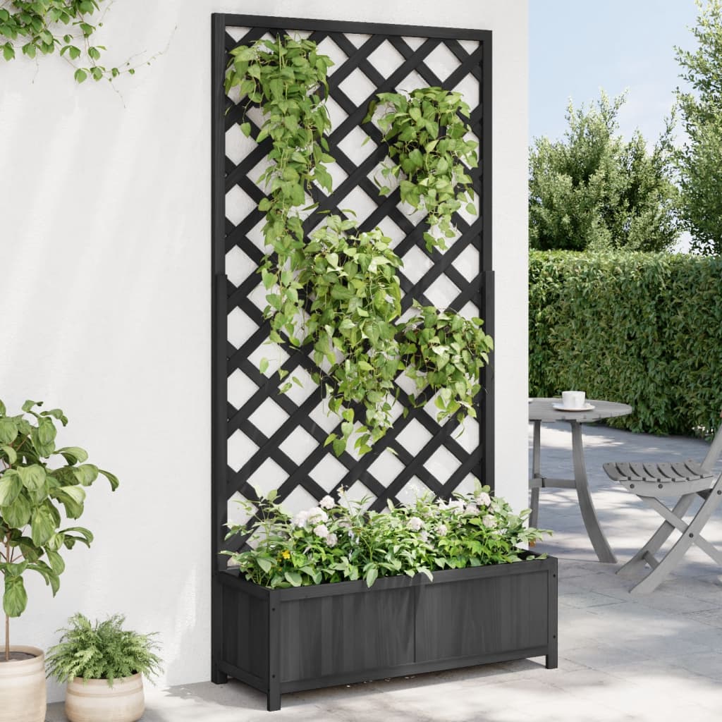 plantekasse med espalier massivt grantræ sort