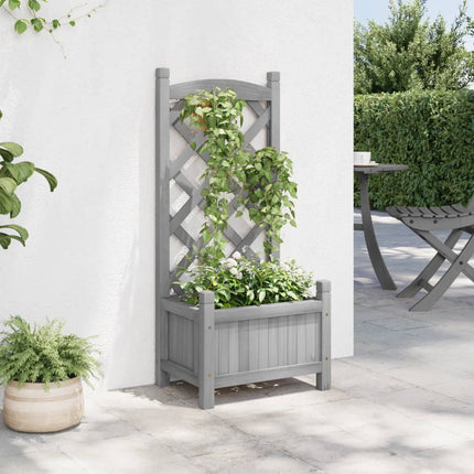 plantekasse med espalier grå 40x30x90 cm massivt grantræ