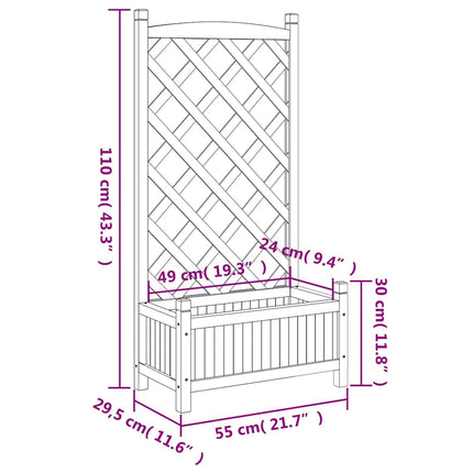 plantekasse med espalier brun 55x29,5x110 cm massivt grantræ