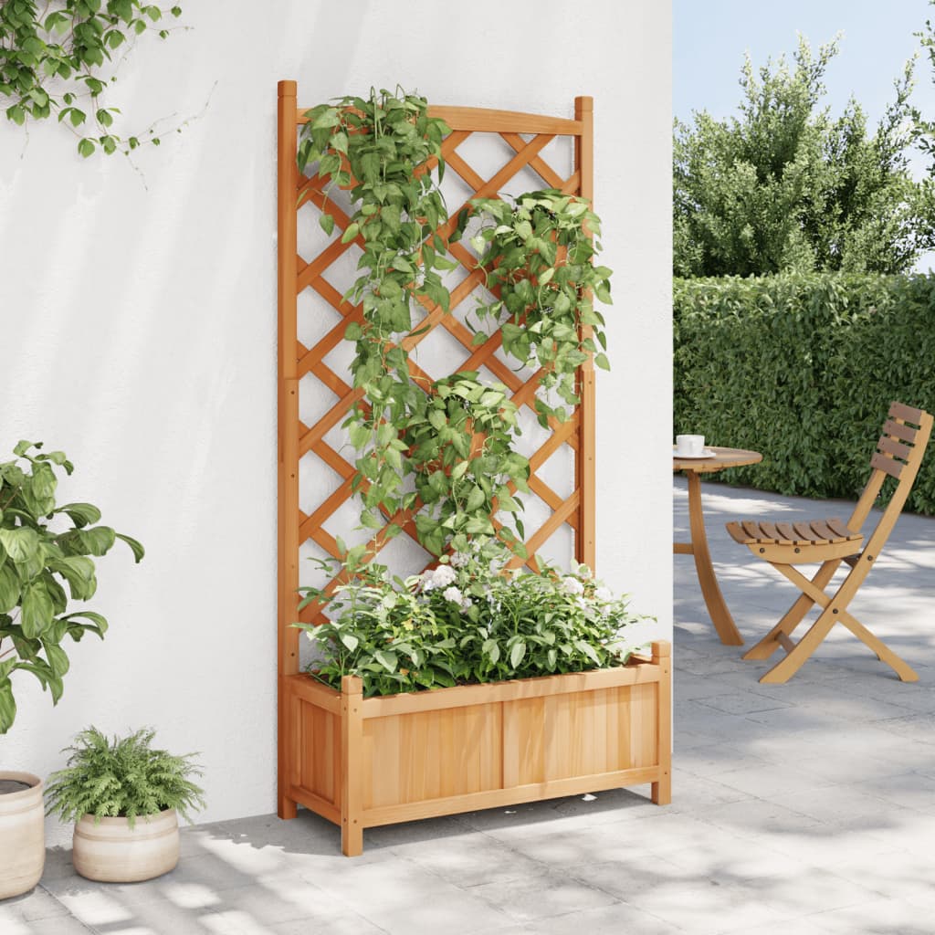 plantekasse med espalier massivt grantræ brun