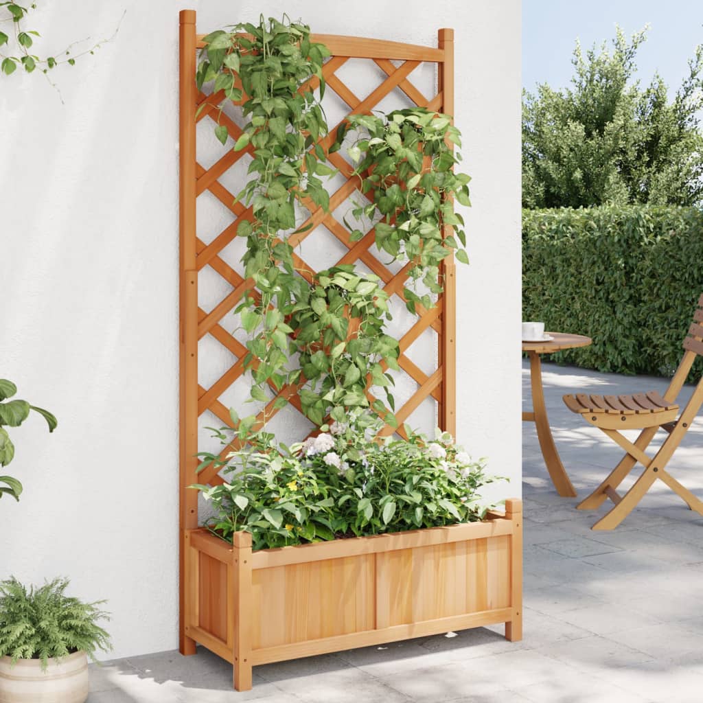 plantekasse med espalier massivt grantræ brun