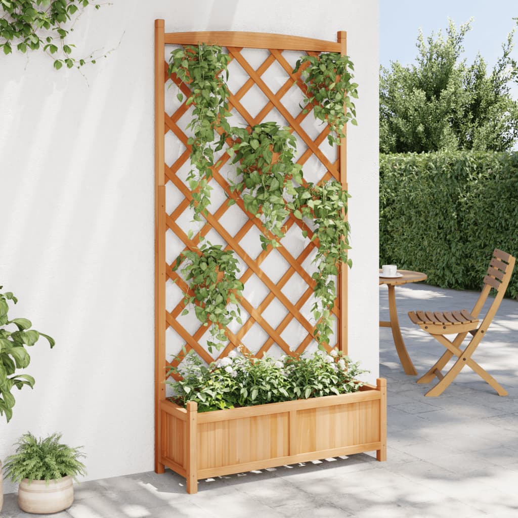 plantekasse med espalier massivt grantræ brun
