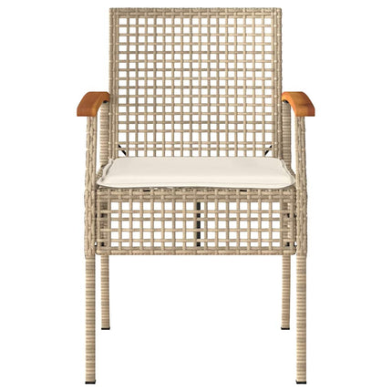 havestole 4 stk. med hynder polyrattan og akacietræ beige
