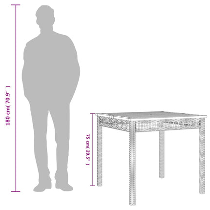 havebord 80x80x74 cm polyrattan og akacietræ grå