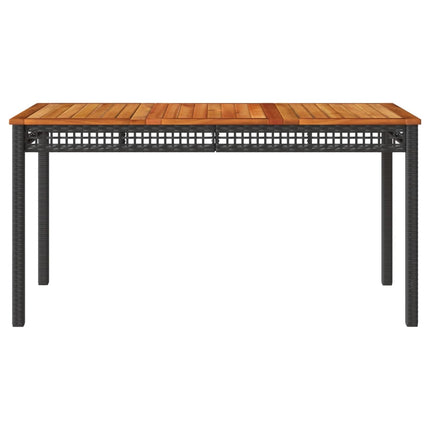 havebord 140x80x75 cm polyrattan og akacietræ sort