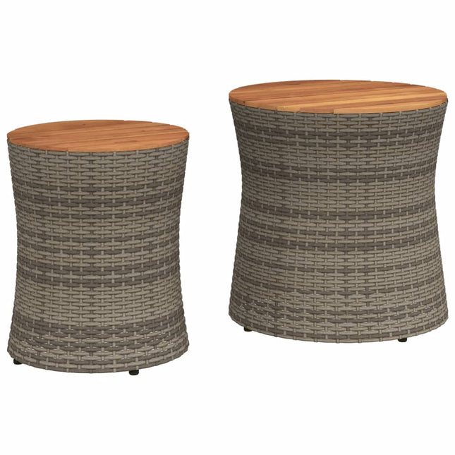 haveborde 2 stk. med træplade polyrattan grå